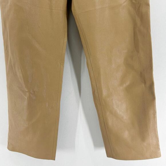 Nanushka Ivy Vegan Leather Trousers in Caramel Straight Leg High Rise - Picture 6 of 8